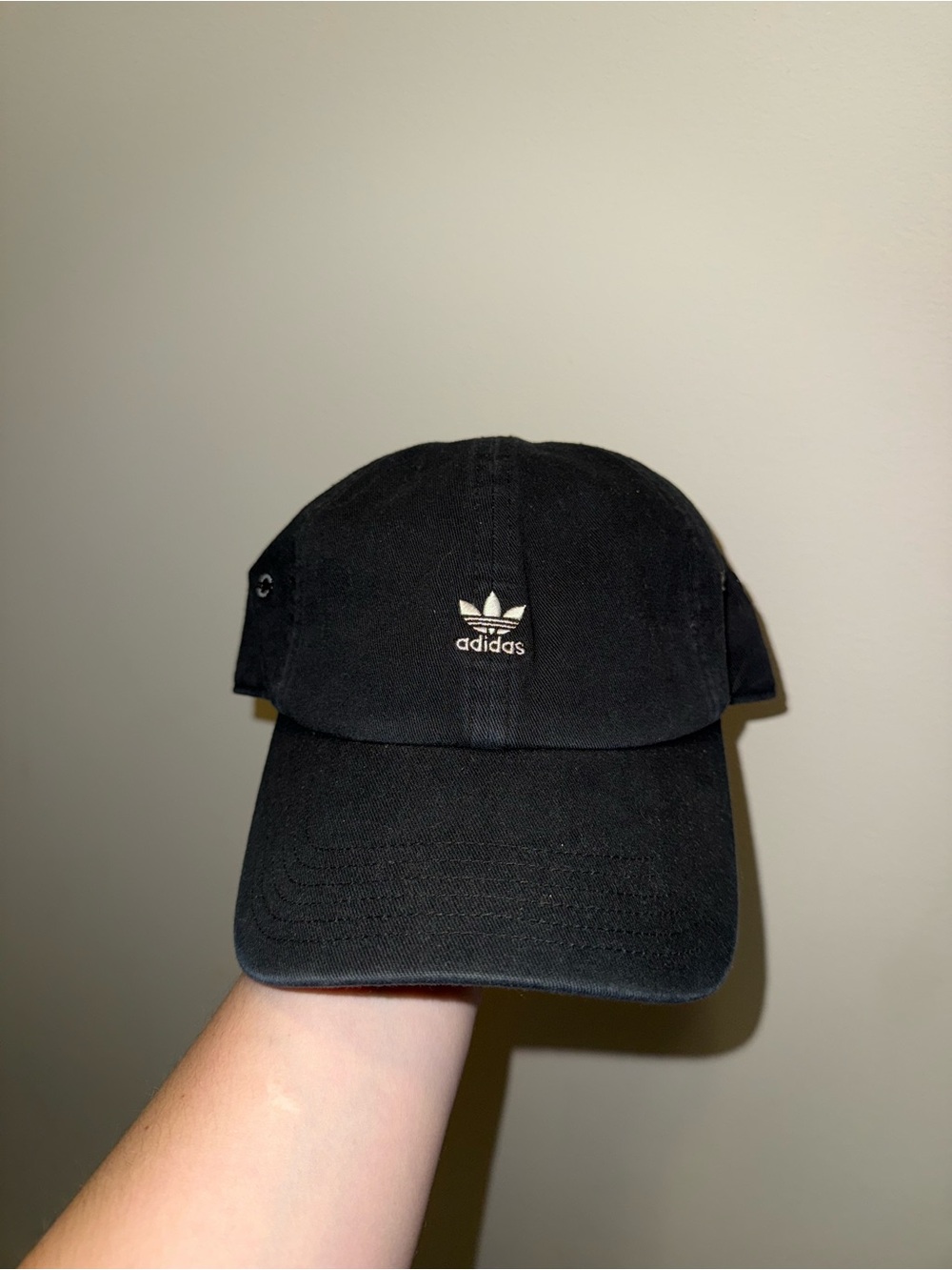adidas Black Trefoil Cap with White Logo